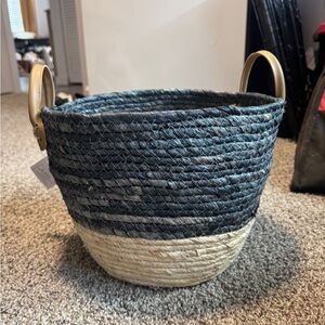 Two-Tone Woven Basket with Handles